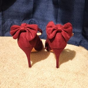 Maroon Heels with Bow on Back